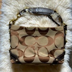 Coach handbag purse brown leather detailing gold hardware